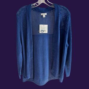 Croft & Barrow Womens Open-Front Blue Knit Cardigan Sweater XLarge